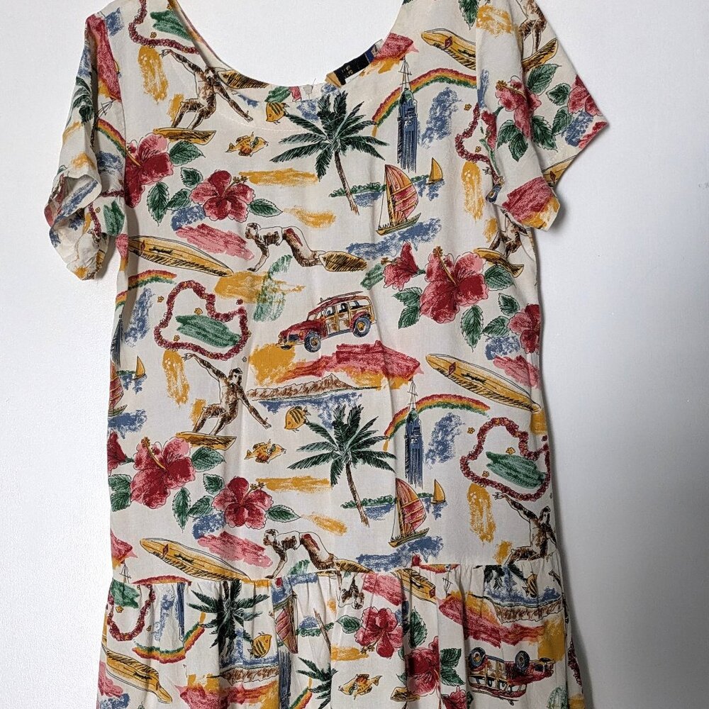 Iolani Hawiian Surf Beige Dress SZ small